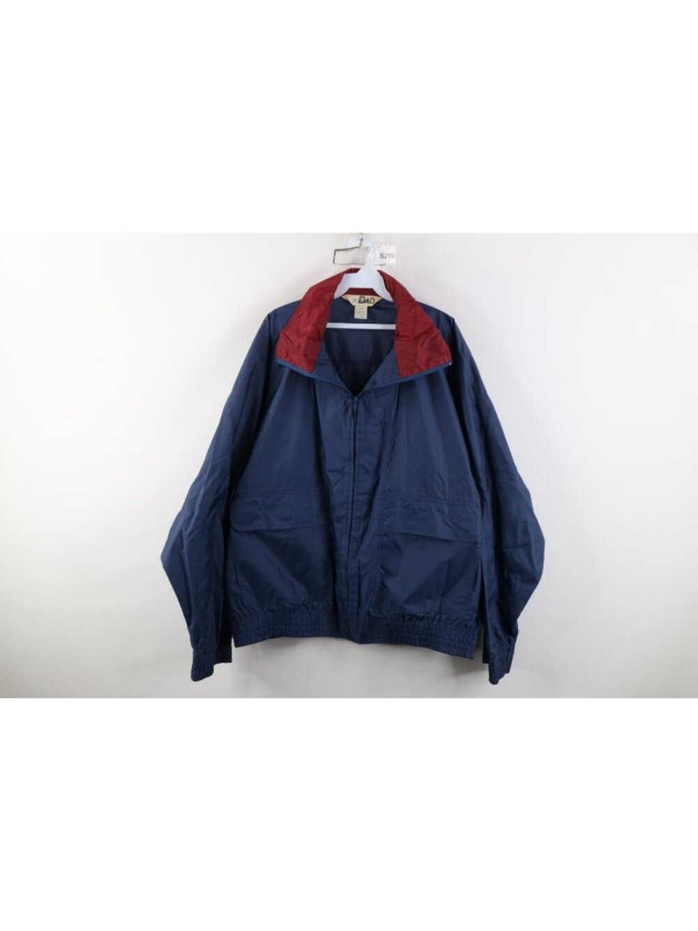 Vintage 90s Streetwear Mens 2XL Blank Full Zip Windbreaker Bomber Jacket Blue